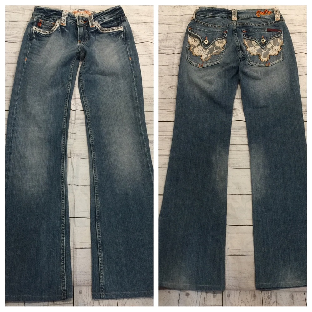 Miss me jeans triangle pocket roses 27